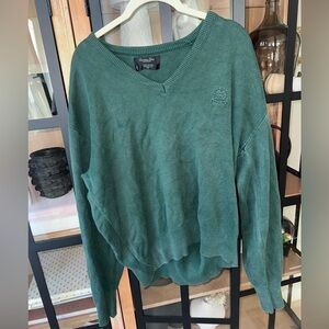 Vintage Christian Dior Monsieur sweater embroidered crest ribbed forest green